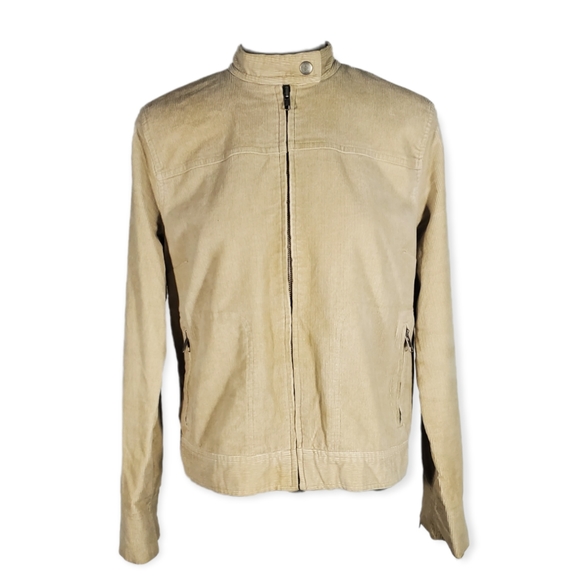 NY&COMPANY Corduroy Zip-up Bomber Jacket Tan Zippered Pockets Size M - Picture 2 of 12